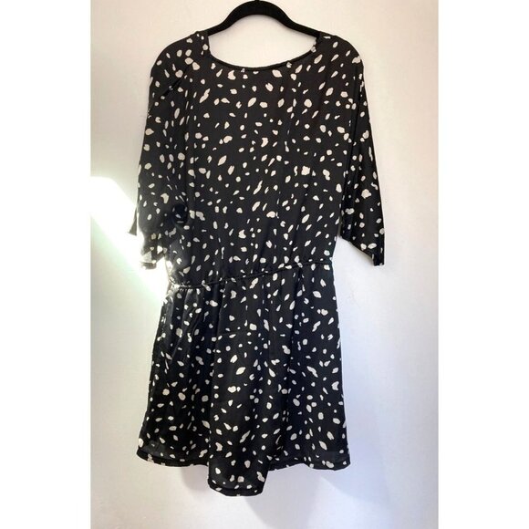 NWT PrettyLittleThing Black Dalmation Wrap Playsuit Romper Size 12 - Picture 4 of 6
